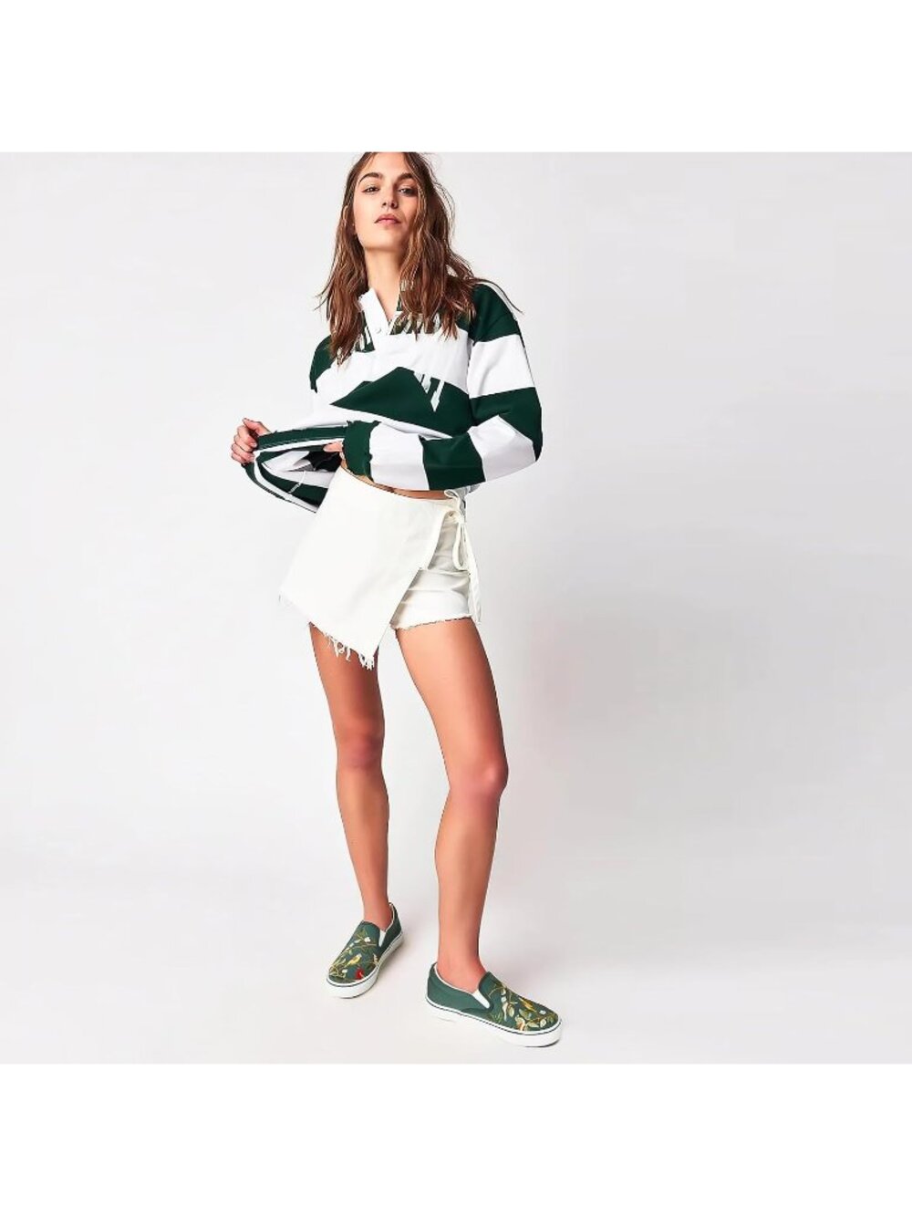 Women's Dark Green Embroidery Comfortable Low Top Slip on Loafer Sneaker Shoes - Picture 3 of 6